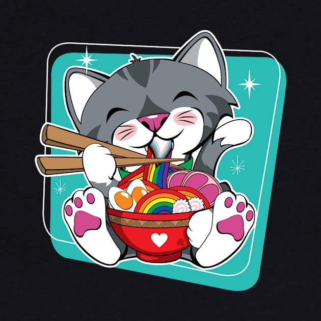 LGBTQ Rainbow Cat Ramen by CuddleswithCatsArt